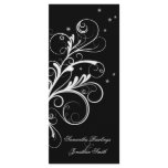 Wedding Program - Black White Floral Elegant Swirl Rack Card