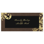 Wedding Program - Brown & Gold Shimmer Floral rack cards