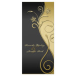 Wedding Program - Classy Black & Gold Floral rack cards