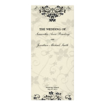 Wedding Program - Elegant Black and White Floral Rack Cards