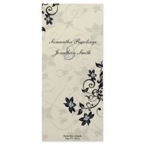 Wedding Program - Elegant Black & Ivory Floral