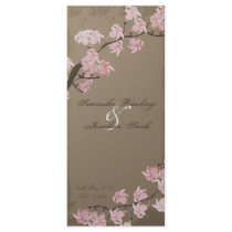 Wedding Program Elegant Brown Pink Cherry Blossom