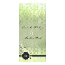 Wedding Program - Elegant Vintage Monogram Damask Personalized Rack Card