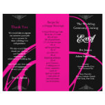 Wedding Program Folder Twirl Pink Black flyers
