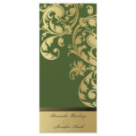 Wedding Program - Green & Gold Shimmer Floral rack cards