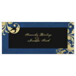Wedding Program - Navy Blue & Gold Shimmer Floral rack cards