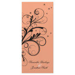 Wedding Program Peach Black Floral Elegant Swirl Rack Cards