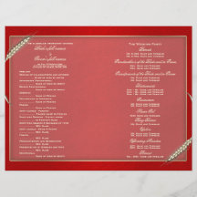 Wedding program red cream wheat personalised flyer