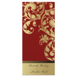 Wedding Program - Red & Gold Shimmer Floral rack cards