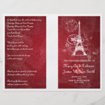 Wedding Program Romantic Paris Red Personalized Flyer