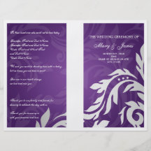 Wedding Program Swirly Flourish Purple Flyer