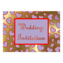 Wedding  purple hearts Wedding invitation