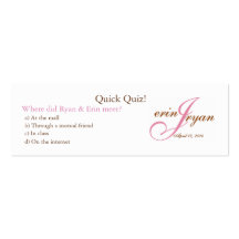 Wedding Quiz Card Business Card Templates