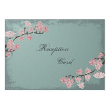 Wedding Reception Card Elegant Teal Cherry Blossom Business Cards