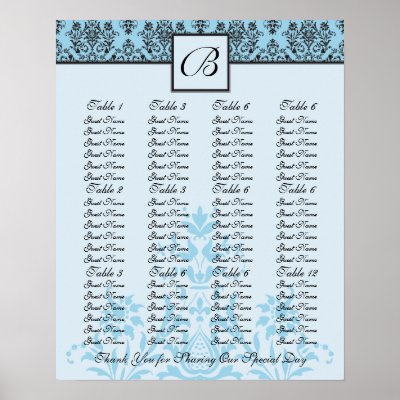 Wedding Reception Seating Chart Standard Sizes Poster by 
