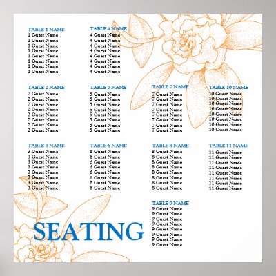Wedding Reception Seating Chart Template Posters by TDSwhite
