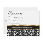 Wedding Reply Card Damask & Gold