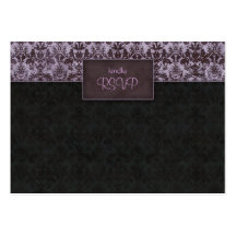 Wedding reply card damask purple black business card template