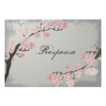 Wedding Response RSVP Card - Pink Cherry Blossom Invites