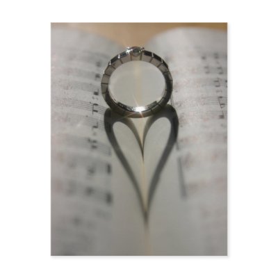 Wedding Ring Heart Shadow Post Card by beverlytazangel