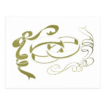 Wedding Rings and Bows Art Postcard