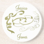 Wedding Rings and Bows Customisable Coaster coasters