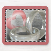 Wedding Rings and Heart Mouse Pad