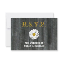 Wedding RSVP Card - Barnwood & Daisy