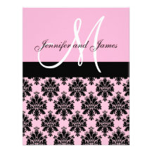 Wedding RSVP Card Damask Monogram Names Pink Custom Invitations