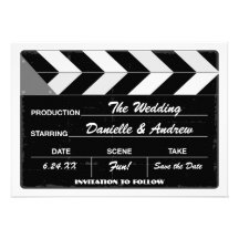 Wedding Save the Date Card | Movie Clap Board Custom Announcement