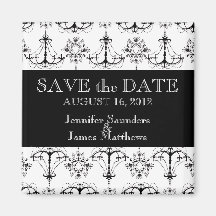 Wedding Save the Date Magnet Chandeliers Black