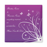 Wedding Save The Date Magnet - Purple Butterfly Sw