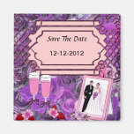 Wedding Save the Date Magnet Purple Drinks