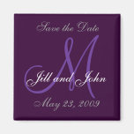 Wedding Save the Date Monogram Purple Magnet