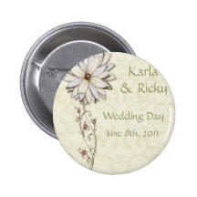 Wedding Save the Date with Elegant Floral Design Button