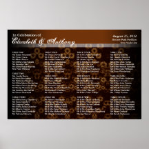 Wedding Seating Chart Poster Sepia