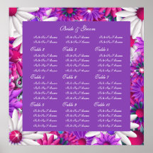Wedding seating charts purple pink print