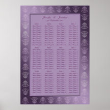 Wedding Seating Plan Chart Purple Metallic Damask Poster