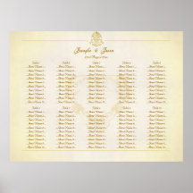 Wedding Seating Plan Chart Vintage Parchment Paper Posters