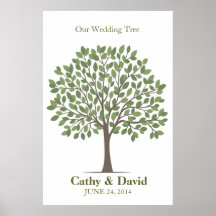 Wedding Signature Tree Poster – Natural Green–XL