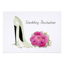 Wedding Stiletto and Rose Bouquet Invitation