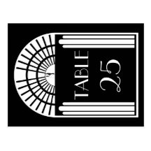 Wedding Table Number Black & White Art Deco Style Post Card