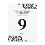 Wedding table number card party reception B&W Postcards