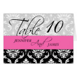 Wedding Table Number Cards Damask Hot Pink