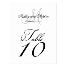 Wedding Table Number Cards Monogram Names Date Post Cards