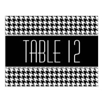 Wedding Table Number Sign HOUNDSTOOTH postcards