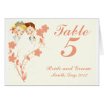 Wedding Table Number Tent Card Cute Bride & Groom