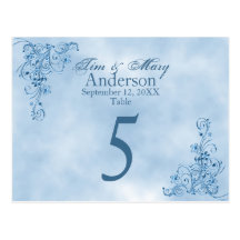 Wedding Table Place Cards: Sky Blue Elegance Post Card