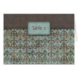 Wedding Table Seating Card Damask Blue Brown