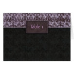 Wedding Table Seating Card Damask Purple Black